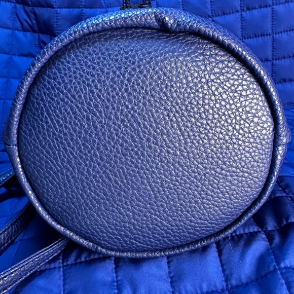 Danielle Nicole Blue Pebble Vegan PU Lthr Mini Drawstring Bucket Crossbody Bag - Picture 9 of 13
